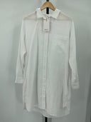 Quince Women's 100% European Linen Shirt Dress White Basic Sleeved M