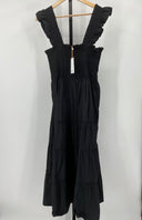 Quince Women's 100% Organic Cotton Poplin Smocked Midi Dress Black XL