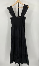 Quince Women's 100% Organic Cotton Poplin Smocked Midi Dress Black XL