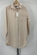 Quince Women's 100% European Linen Shirt Dress Sand Basic Sleeved M