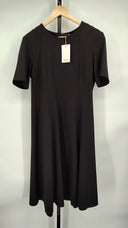 Quince Women's Ultra Stretch Ponte Short Sleeve Midi Dress Black Basic Sleeved L