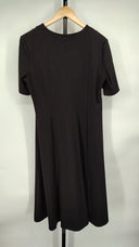 Quince Women's Ultra Stretch Ponte Short Sleeve Midi Dress Black Basic Sleeved L