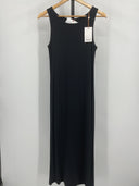 Quince Women's Tencel Rib Knit Sleeveless Dress Black Basic Sleeved L