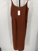 Quince Women's 100% European Linen Scoop Neck Midi Dress Chocolate L