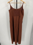 Quince Women's 100% European Linen Scoop Neck Midi Dress Chocolate L