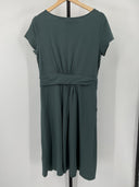 Quince Women's Tencel Jersey Ruched Waist Dress Dark Olive Basic Sleeved L