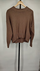 Quince Womens 100% Organic Cotton Boyfriend Crew Sweater Cafe Au Lait Top S