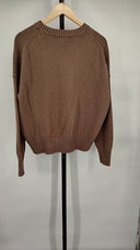 Quince Womens 100% Organic Cotton Boyfriend Crew Sweater Cafe Au Lait Top S