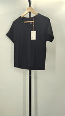 Quince Women's Short Sleeve Tee Black Sleeved Top L