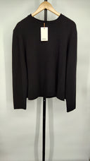 Quince Womens 100% Organic Cotton Boyfriend Crew Sweater Black Top L