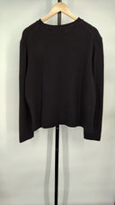 Quince Womens 100% Organic Cotton Boyfriend Crew Sweater Black Top L