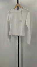 Quince Womens Stretch Cotton Jersey Fitted Long Sleeve T-Shirt White M