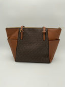 Michael Kors Charlotte Large Saffiano Leather Top-Zip Tote Bags Brown