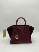 Michael Kors Women's Avril Leather Top-Zip Satchel Oxblood Bags Red