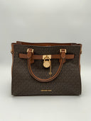 Michael Kors Women's Hamilton Medium Logo Satchel Brown Bags