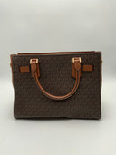 Michael Kors Women's Hamilton Medium Logo Satchel Brown Bags