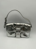 Michael Kors Women's Colby Metallic Leather Shoulder Bag Silver