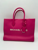 Michael Kors Women's Mirella Pebbled Leather Tote Bag Dragonfruit