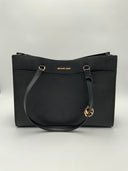 Michael Kors Women's Jet Set Travel Saffiano Leather Pocket Tote Bag Black Bags