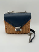 Michael Kors Women's Whitney Wicker Shoulder Bag Blue