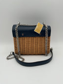 Michael Kors Women's Whitney Wicker Shoulder Bag Blue