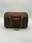 Michael Kors Women's Jet Set Travel Signature Logo Duffel Crossbody Bag Brown