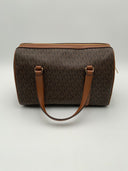 Michael Kors Women's Jet Set Travel Signature Logo Duffel Crossbody Bag Brown