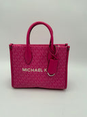 Michael Kors Mirella Medium Washed Denim Tote Bag Pink