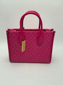 Michael Kors Mirella Medium Washed Denim Tote Bag Pink