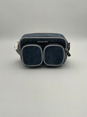 Michael Kors Jet Set Medium Denim Crossbody Bag With Airpod Case Blue