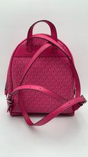 Michael Kors Women's Rhea Medium Signature Logo Backpack Dragonfruit Bags