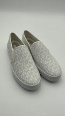 Michael Kors Men's Teddi Signature Logo Slip-On Sneaker Bright White Shoes 8