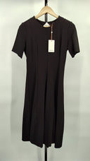 Quince Womens Ultra Stretch Ponte Short Sleeve Midi Dress Black S