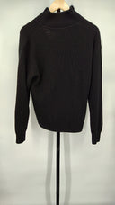 Quince Mens Mongolian Cashmere Fisherman Quarter Zip Sweater Black Top S