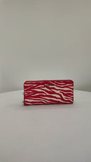 Michael Kors Jet Set Travel Zebra Print Calf Hair Continental Wallet Pink