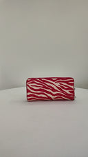 Michael Kors Jet Set Travel Zebra Print Calf Hair Continental Wallet Pink