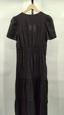 Quince Womens 100% European Linen Tiered Maxi Dress Black M