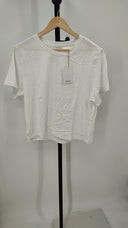 Quince Women's 100% Organic Cotton Crewneck Tee Classic White Sleeved Top L