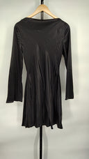 Quince Women's 100% Washable Silk Long Sleeve Mini Dress Black Basic Sleeved S