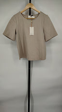 Quince Women Ultra-Stretch Ponte Short Sleeve Top Gray S