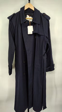 Quince Women's Comfort Stretch Long Trench Coat Navy Outerwear XL
