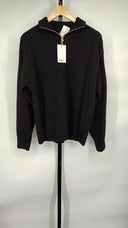 Quince Women Mongolian Cashmere Fisherman Quarter Zip Sweater Black M