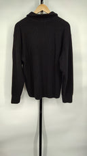 Quince Women Mongolian Cashmere Fisherman Quarter Zip Sweater Black M