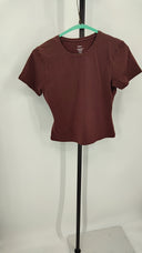 Quince Women Stretch Cotton Jersey Fitted T-Shirt Brown M