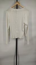 Quince Women's Organic Cotton Micro-Rib Long Sleeve Tee White Sleeved Top XL