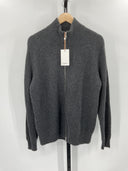Quince Men Mongolian Cashmere Fisherman Full Zip Sweater Outerwear Gray M