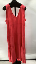 Quince Women's 100% Organic Cotton Gauze Tiered Maxi Dress Hot Pink L