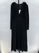 Quince Women Tencel Jersey V-Neck Long Sleeve Midi Dress Black S