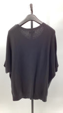 Quince Women Lightweight Cotton Cashmere Link-Stitch Dolman Sweater Black L