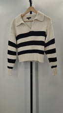 Quince Womens 100% Organic Cropped Cotton Polo Sweater Cream XS